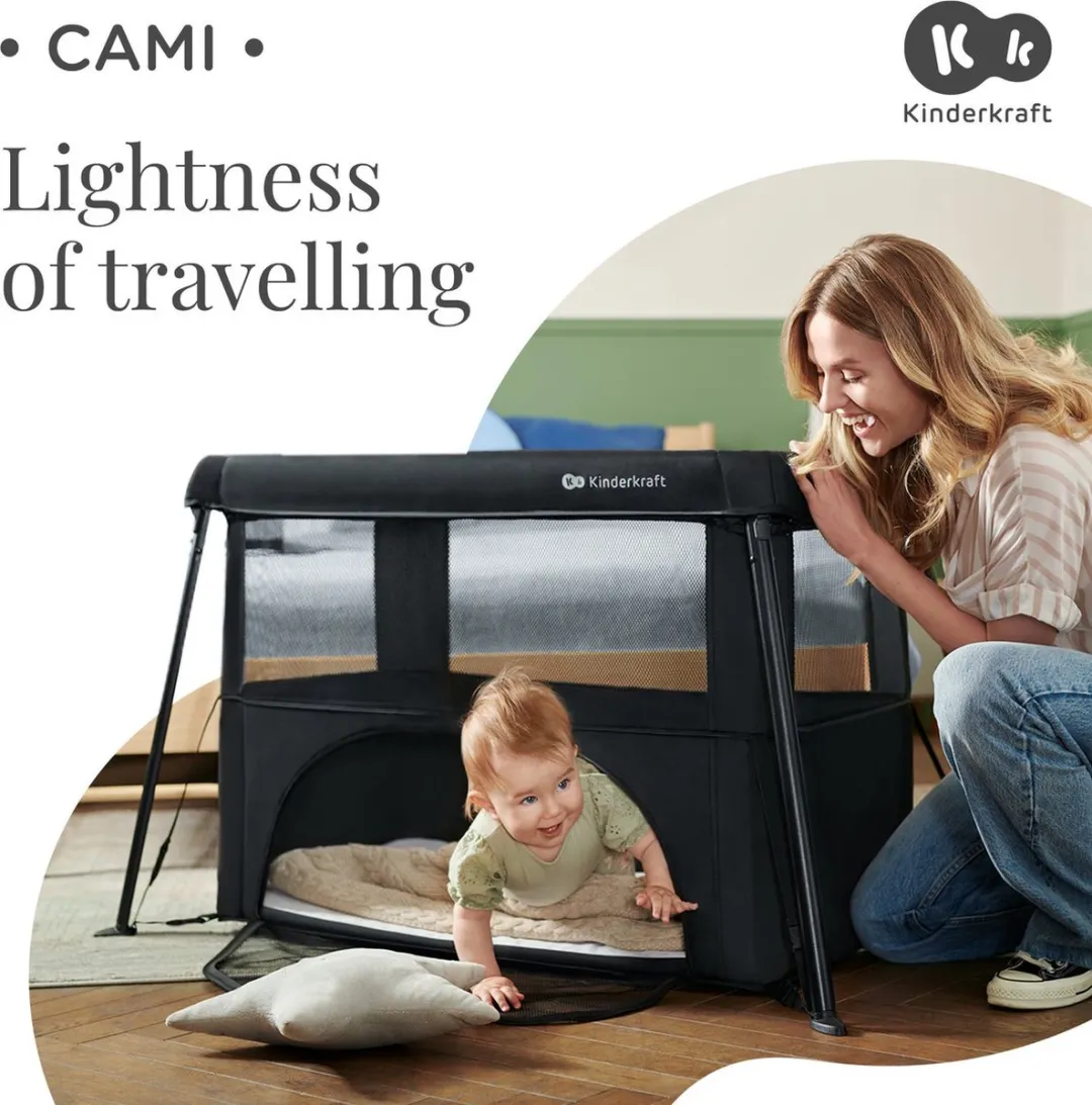 KinderKraft CAMI 3-in-1 Reisbed Reisrugzak - Zwart