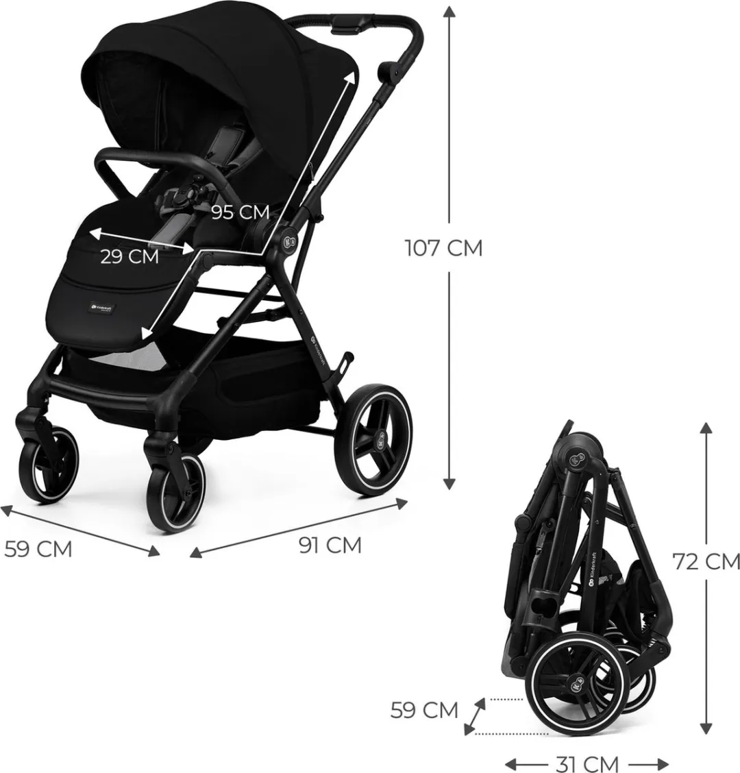 KinderKraft YOXI 2-in-1 Kinderwagen - Zwart