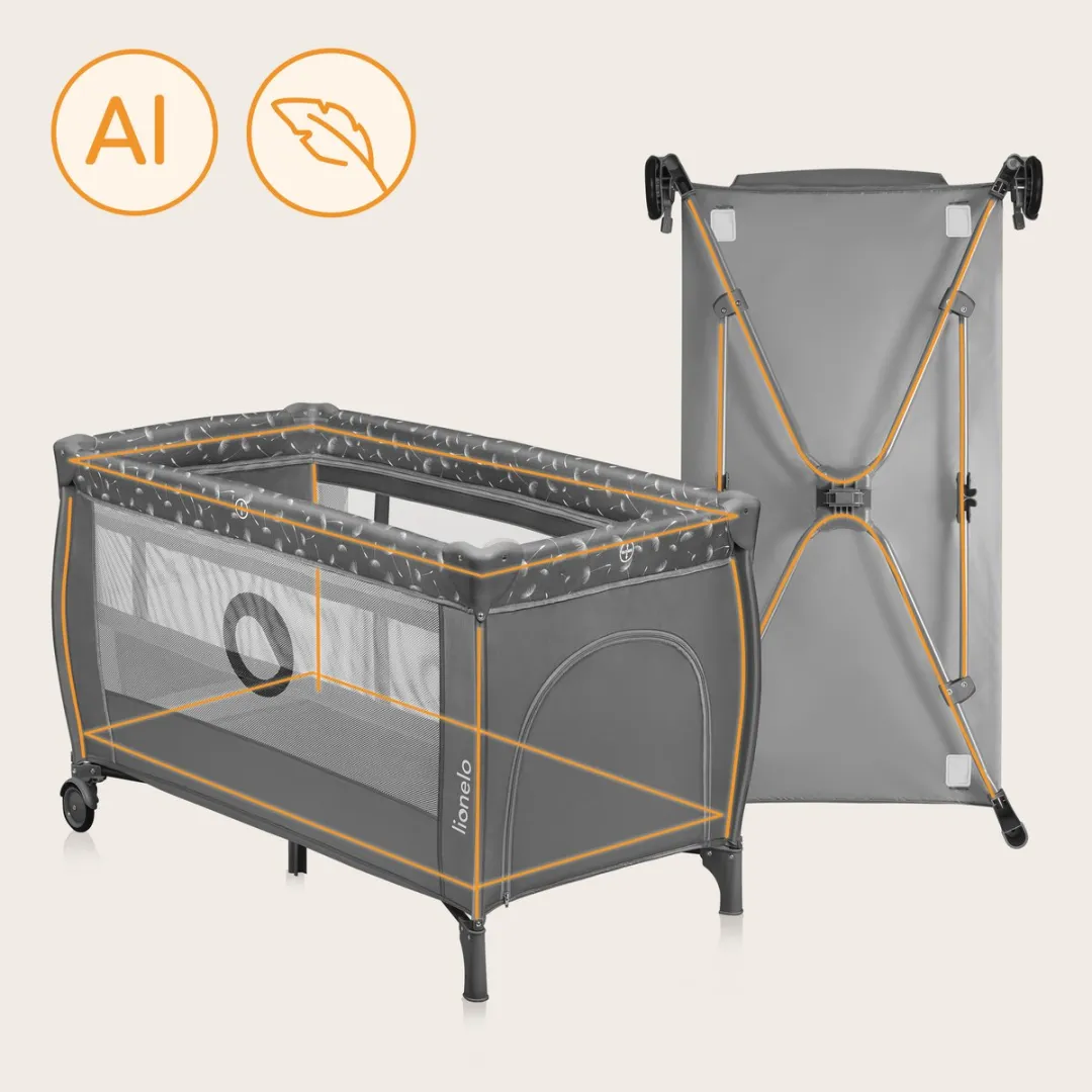 Lionelo Stefi Plus Campingbedje 60x120cm - Reisbed/Grijs
