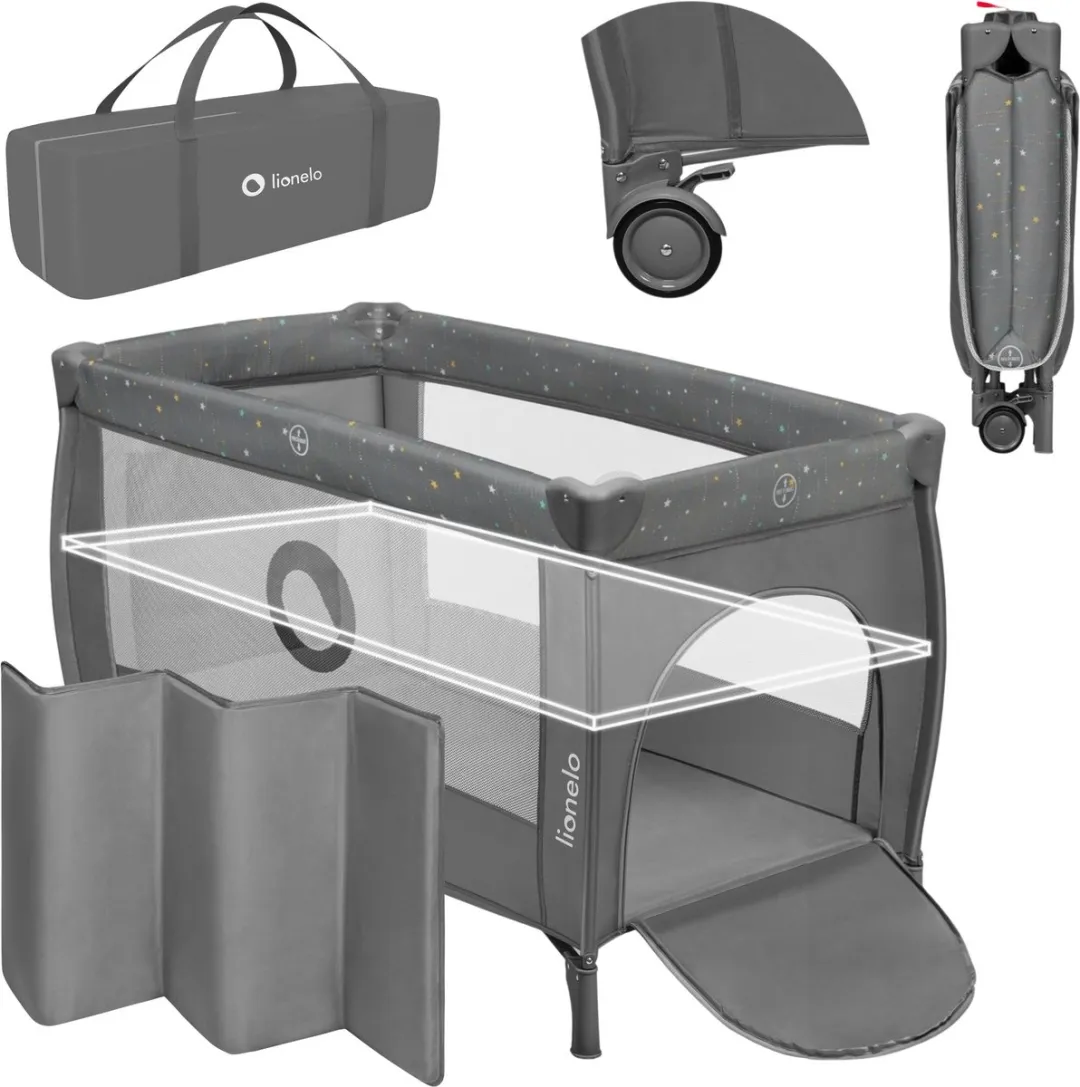 Lionelo Stefi Plus Campingbedje 60x120cm - Reisbed/Grijs