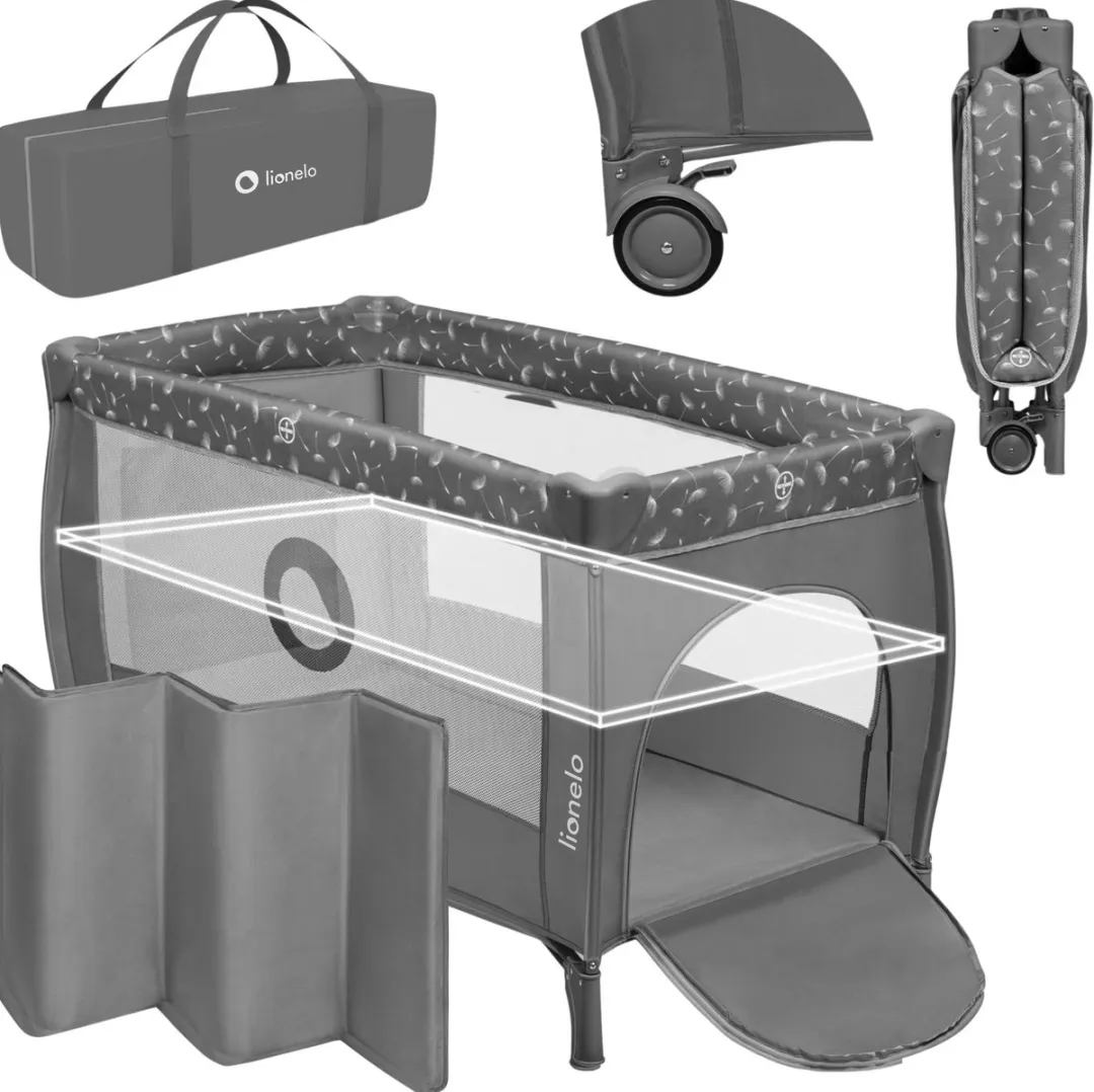 Lionelo Stefi Plus Campingbedje 60x120cm - Reisbed/Grijs