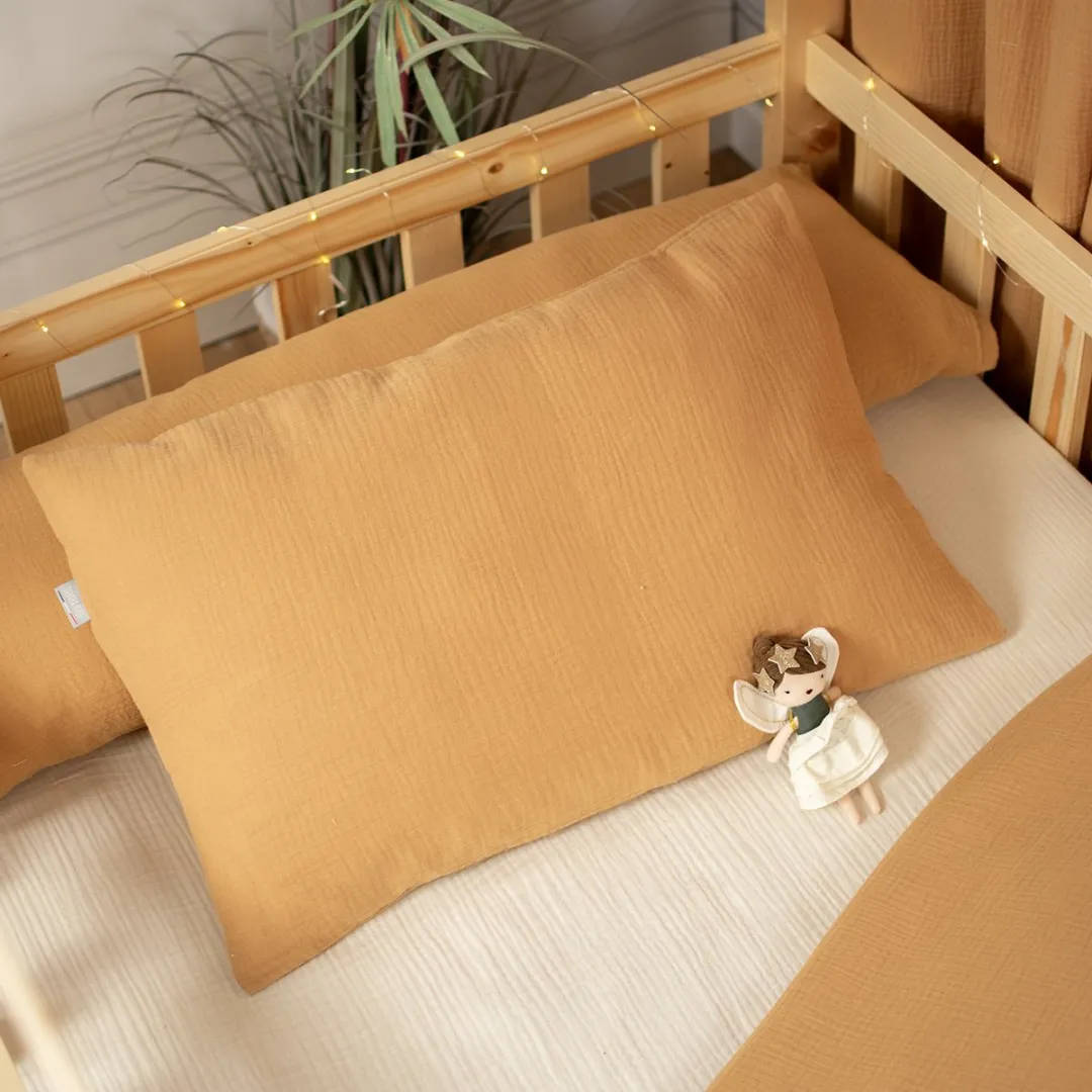 Sevira Kids - Hoes lang kussen katoen gaas - Kameel 160 cm