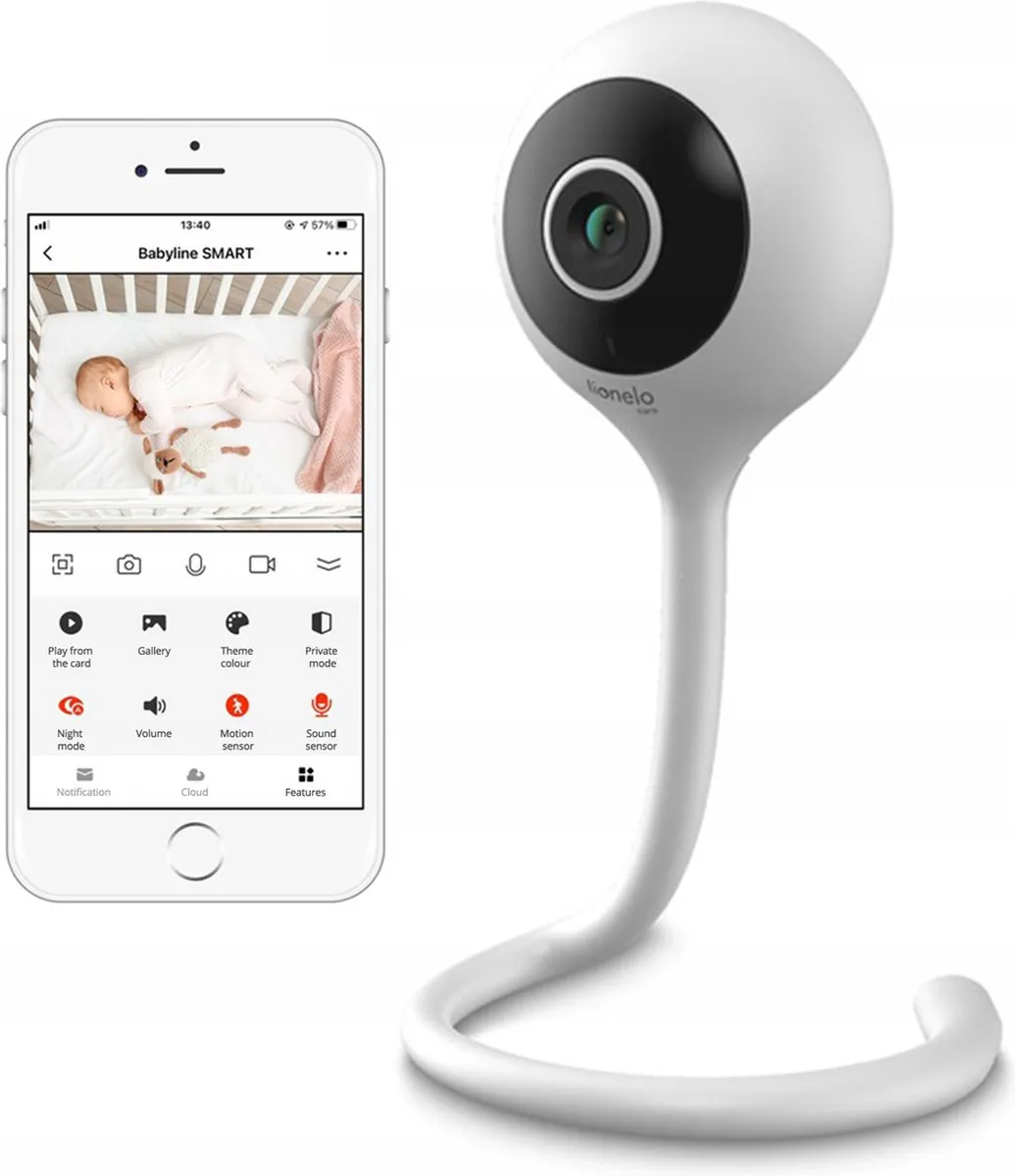 Lionelo Babylline SMART Babyfoon - Bewegings-/geluidsdetectie - Nachtzicht - Zwart