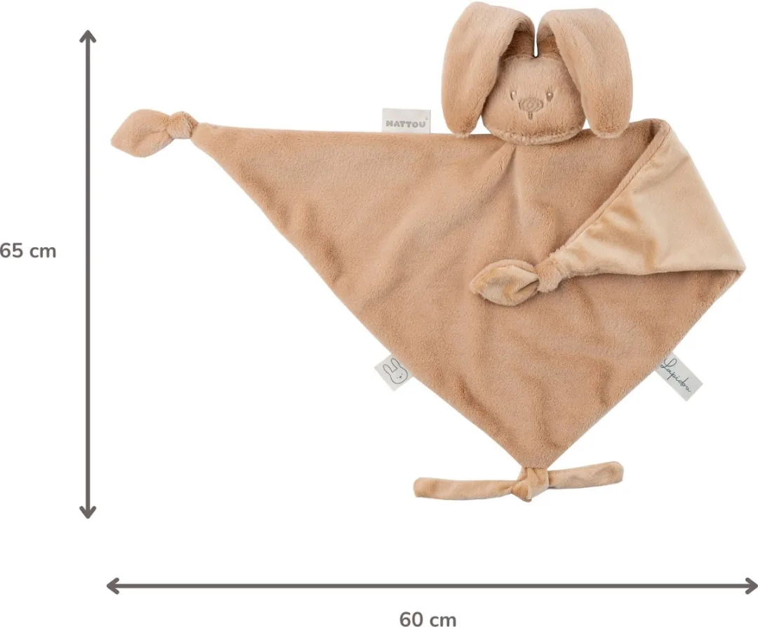 Nattou Lapidou Baby Knuffeldoekje 65x40cm - Konijn - Warm Beige
