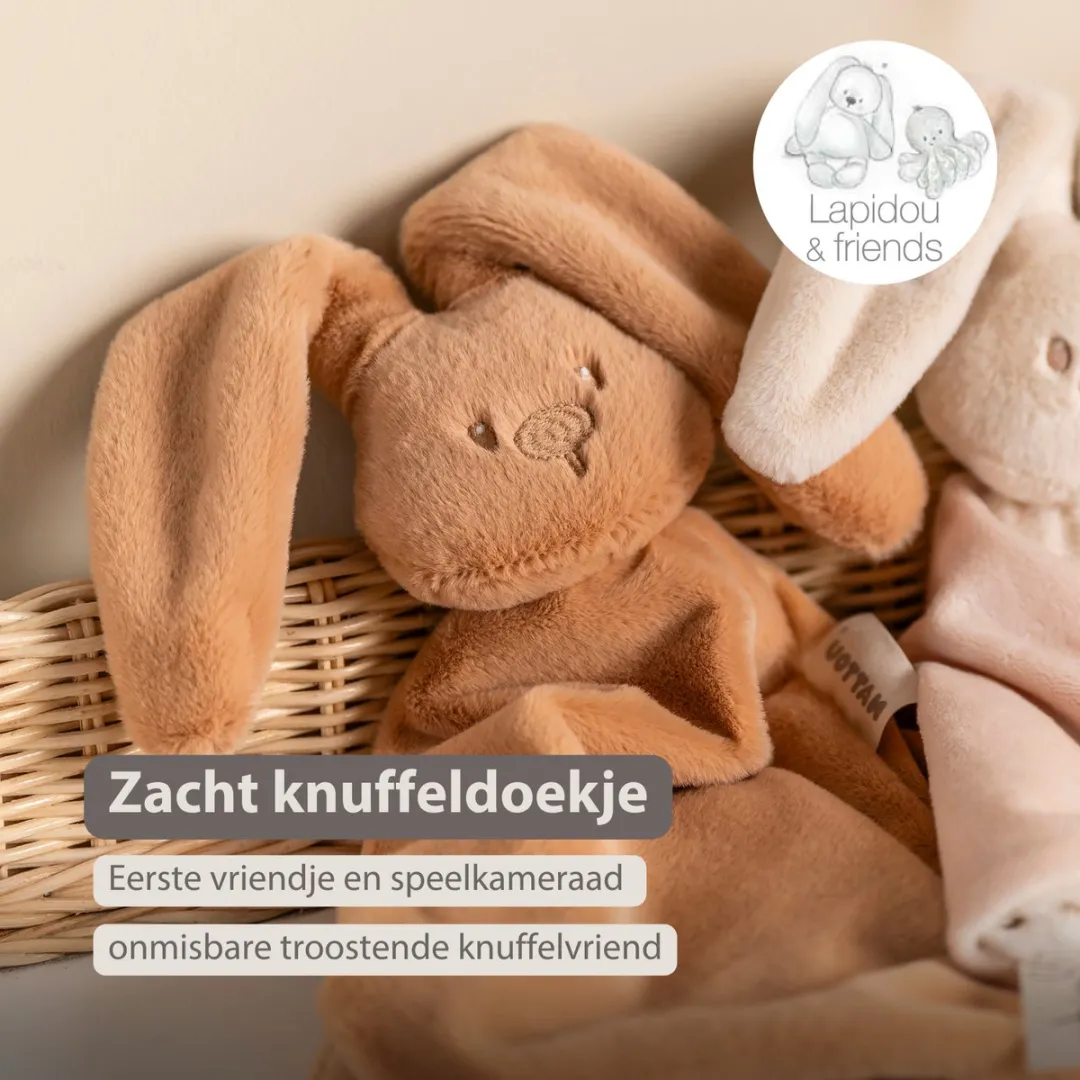 Nattou Lapidou Baby Knuffeldoekje 65x40cm - Konijn - Warm Beige