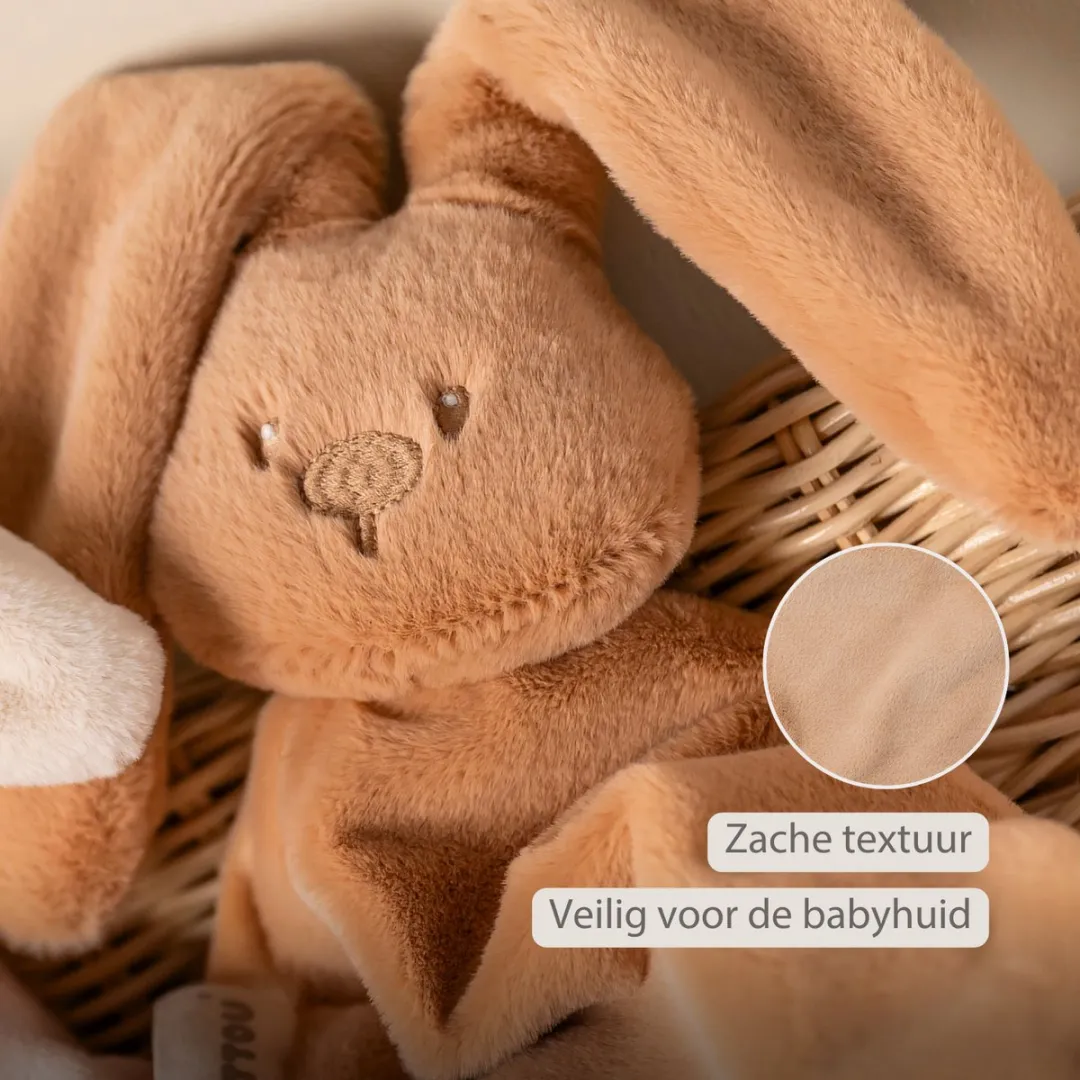 Nattou Lapidou Baby Knuffeldoekje 65x40cm - Konijn - Warm Beige