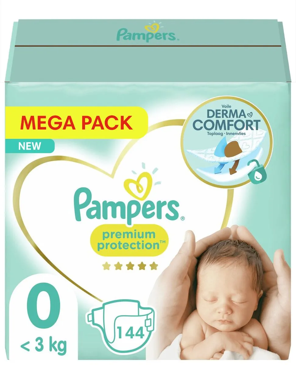 Pampers Premium Protection Maat 0 Premature Luiers - 144 Stuks