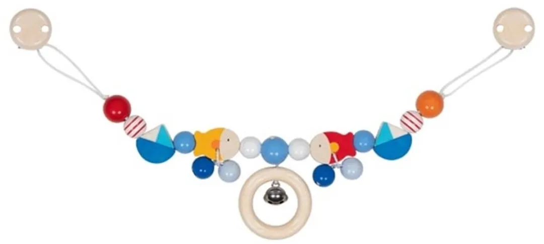 Goki Baby Kinderwagenspanner: BOOT, VIS L40cm, met clips, hout, in vensterdoos