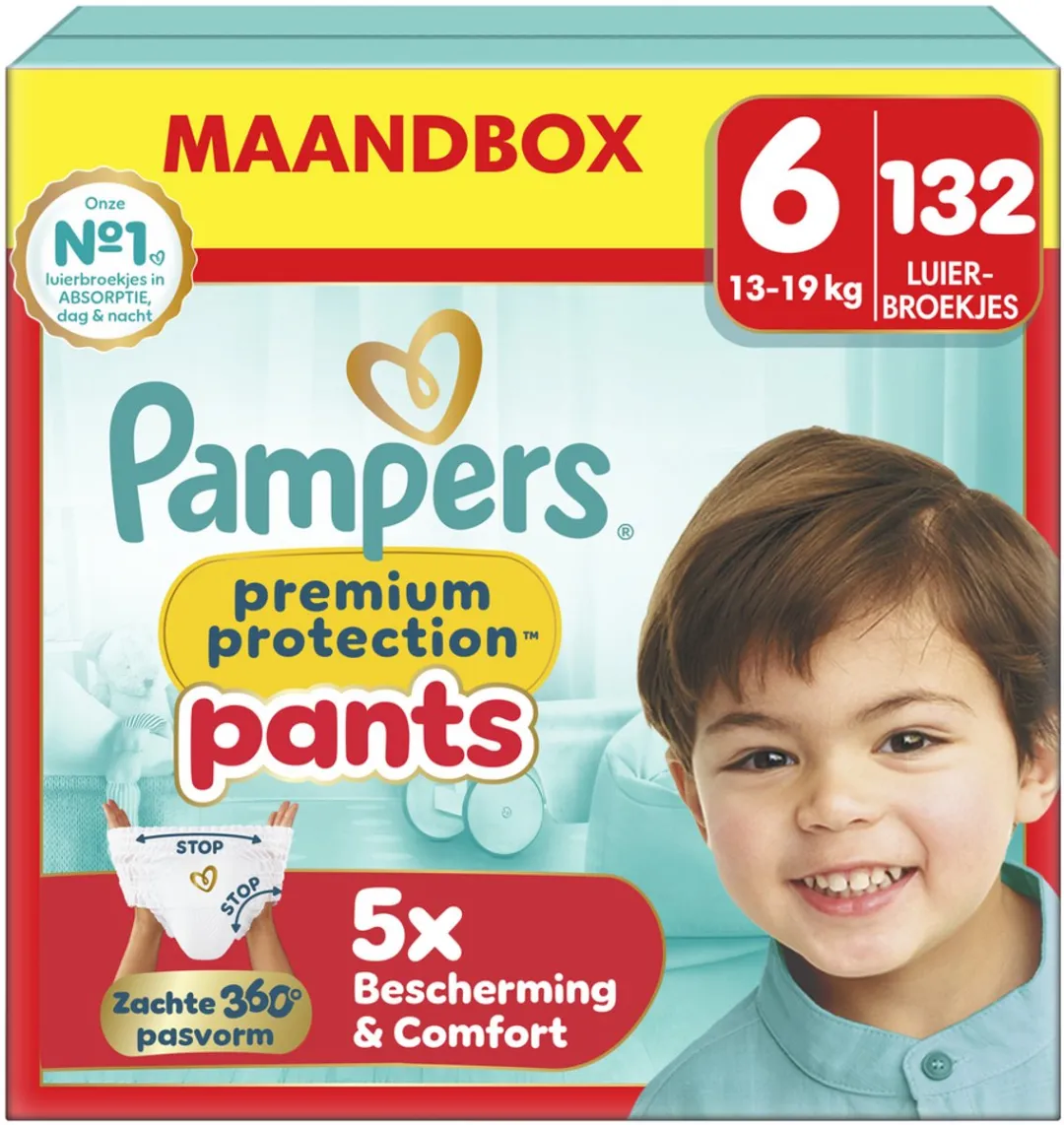 Pampers Premium Protection Pants Maat 6 - 132 Luierbroekjes - 15kg+ - Maandbox