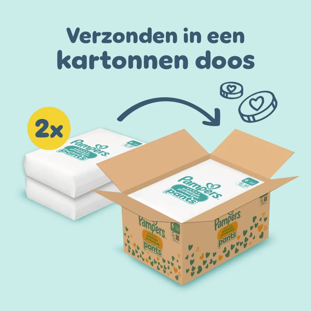 Pampers Premium Protection Pants Maat 6 - 132 Luierbroekjes - 15kg+ - Maandbox