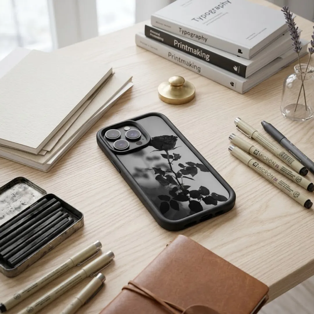 NUVEX iPhone 16 Pro Max Hoesje - Zwart Transparant - Bloemmotief