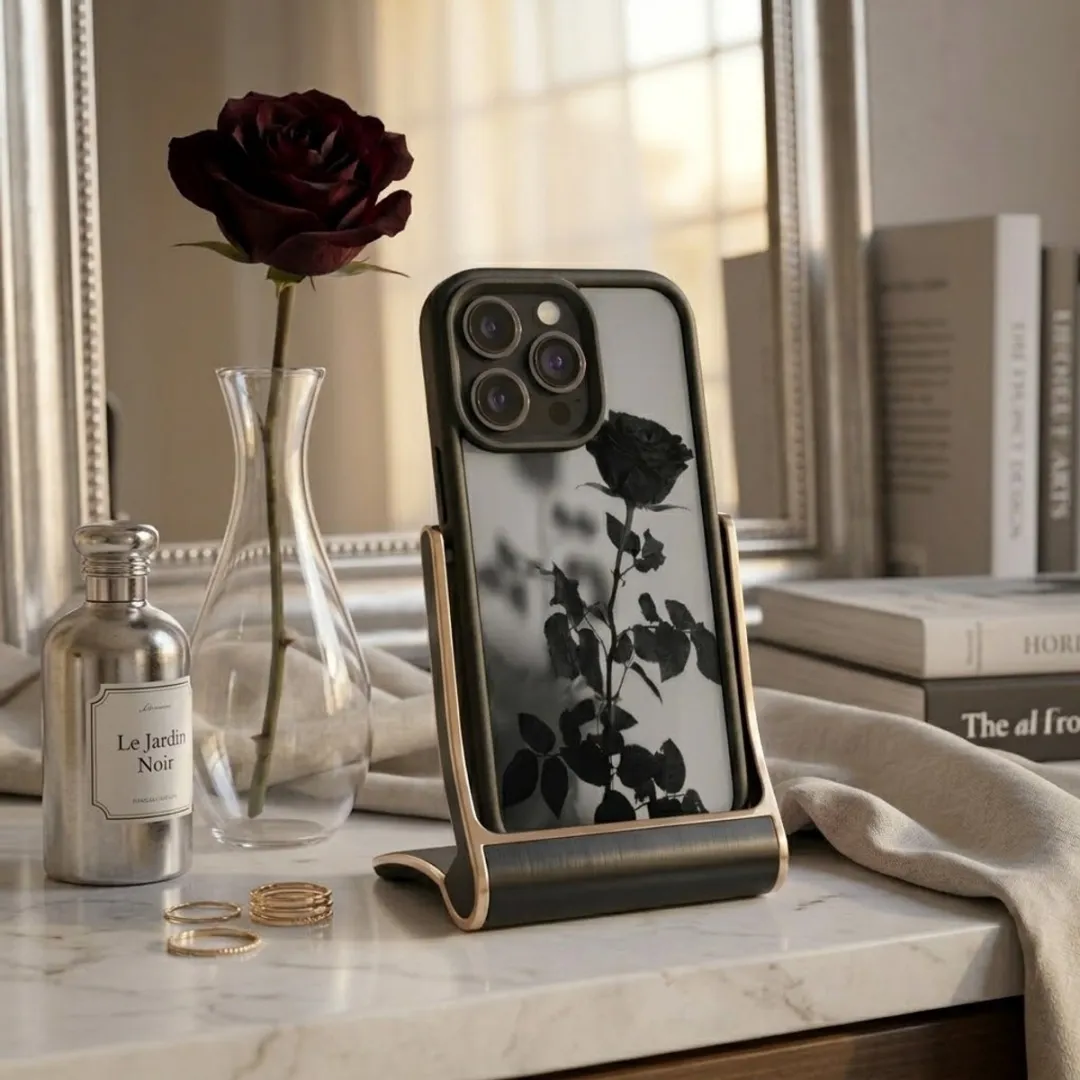 NUVEX iPhone 16 Pro Max Hoesje - Zwart Transparant - Bloemmotief