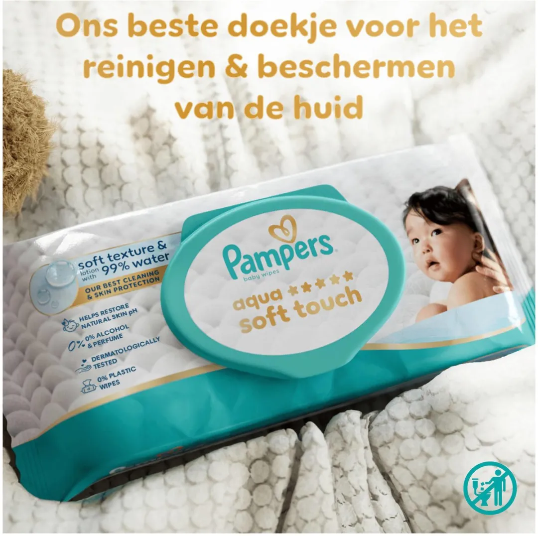 Pampers Aqua Soft Touch Babydoekjes - 540 Stuks