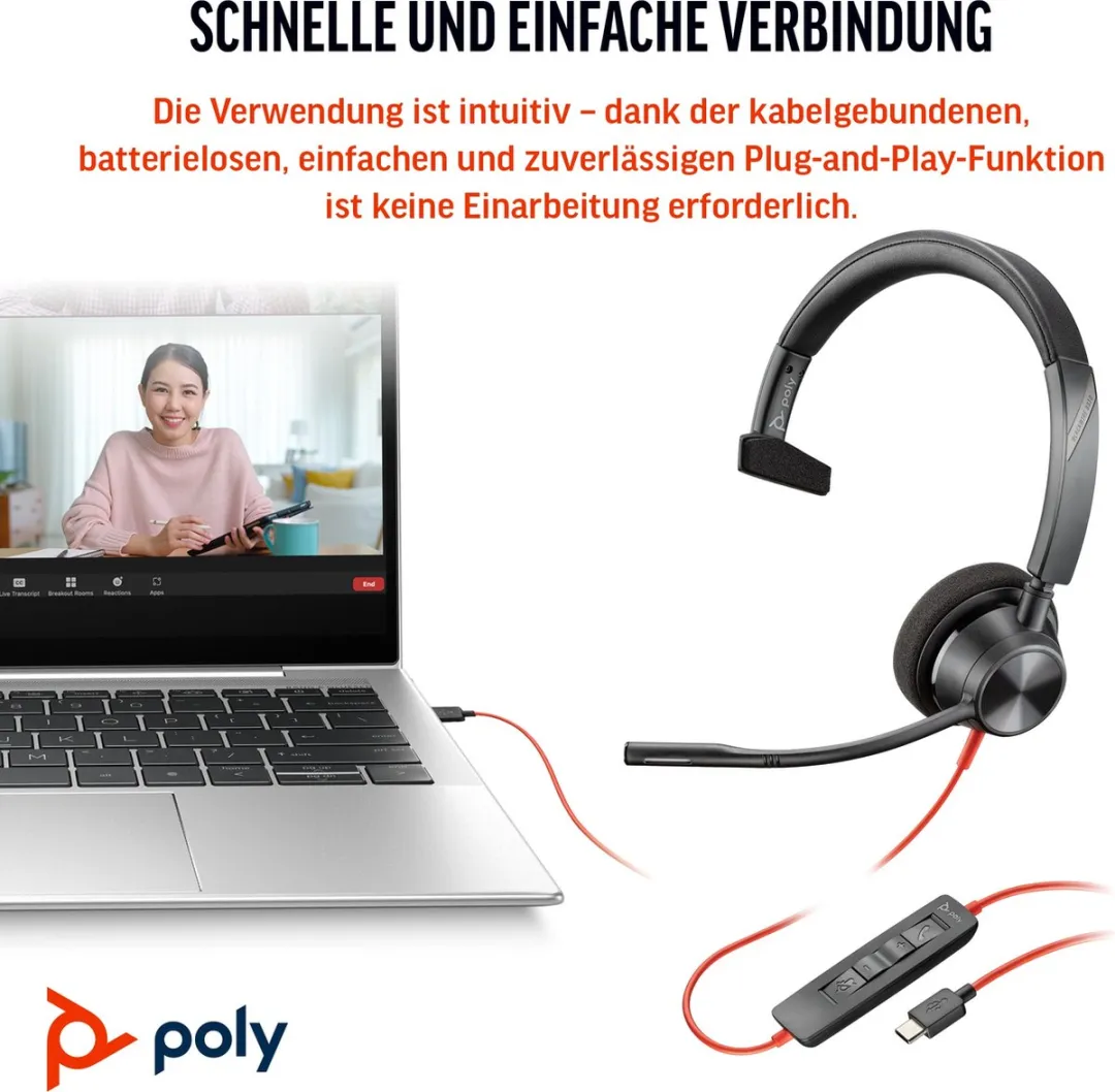 HP Poly Blackwire C3310 Headset - Mono - Zwart - afbeelding 6 van 6