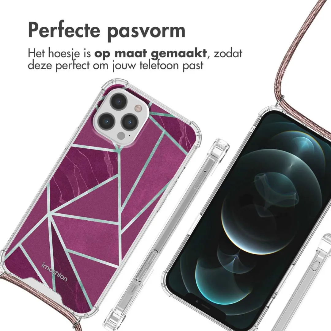 Imoshion Hoesje iPhone 12/12 Pro - Design met Koord - Bordeaux Graphic