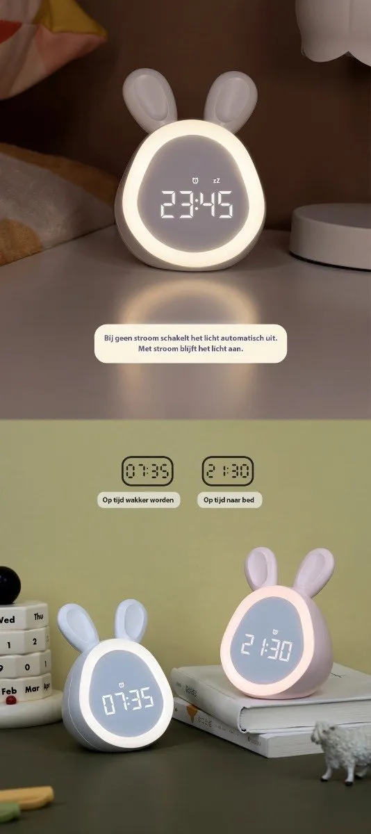 Eco Toys Wit Konijn Kinderwekker