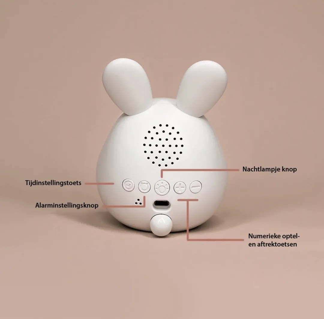 Eco Toys Wit Konijn Kinderwekker