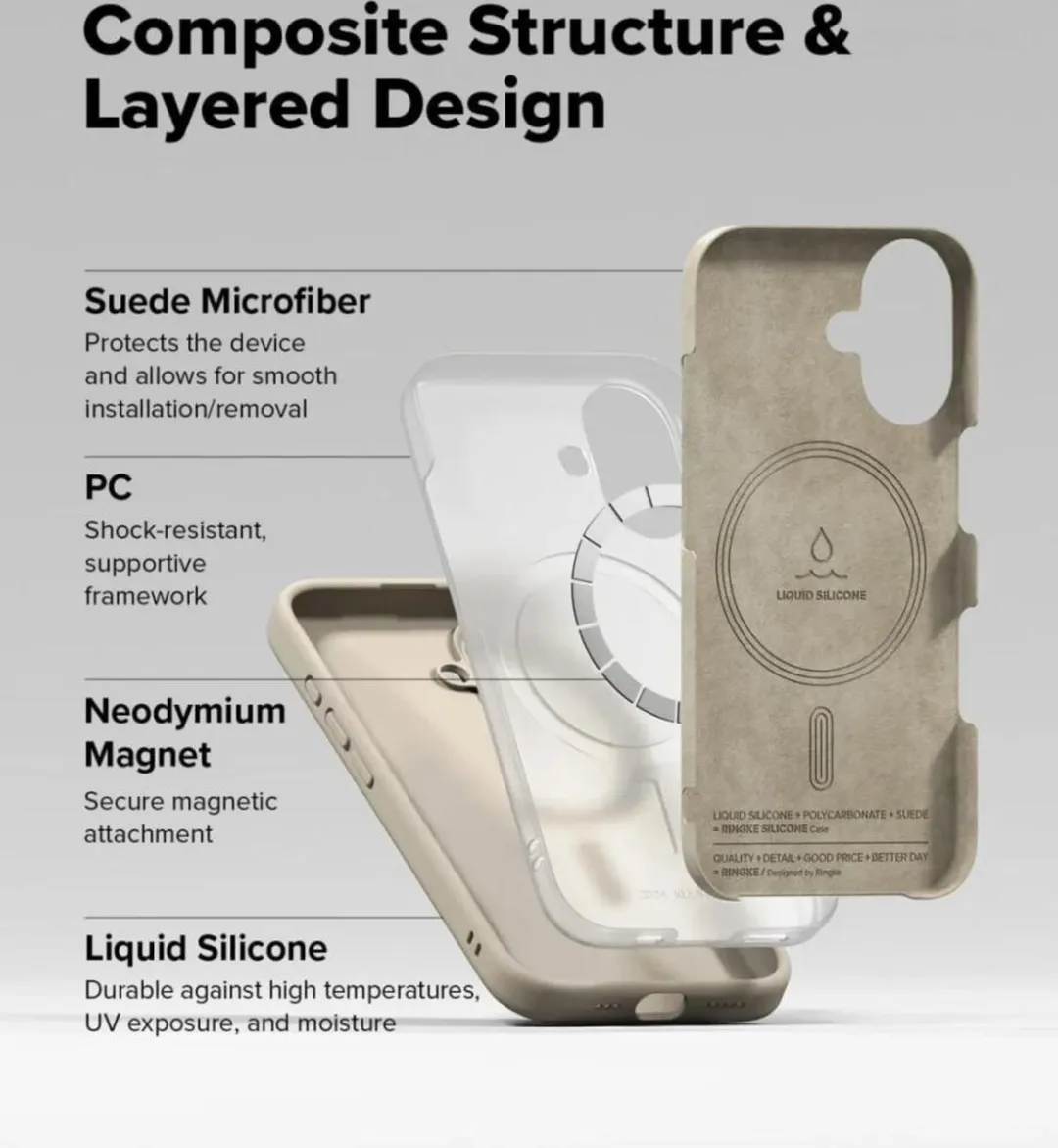 Ringke Silicone MagSafe Hoesje iPhone 16 Plus - Beige