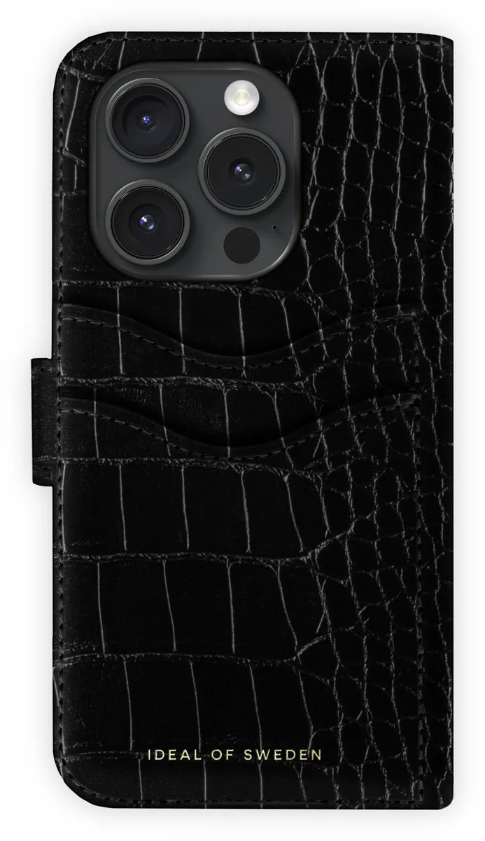 iDeal of Sweden Magnet Wallet iPhone 15 Pro Black Croco - 6 Pasjes - afbeelding 4 van 6