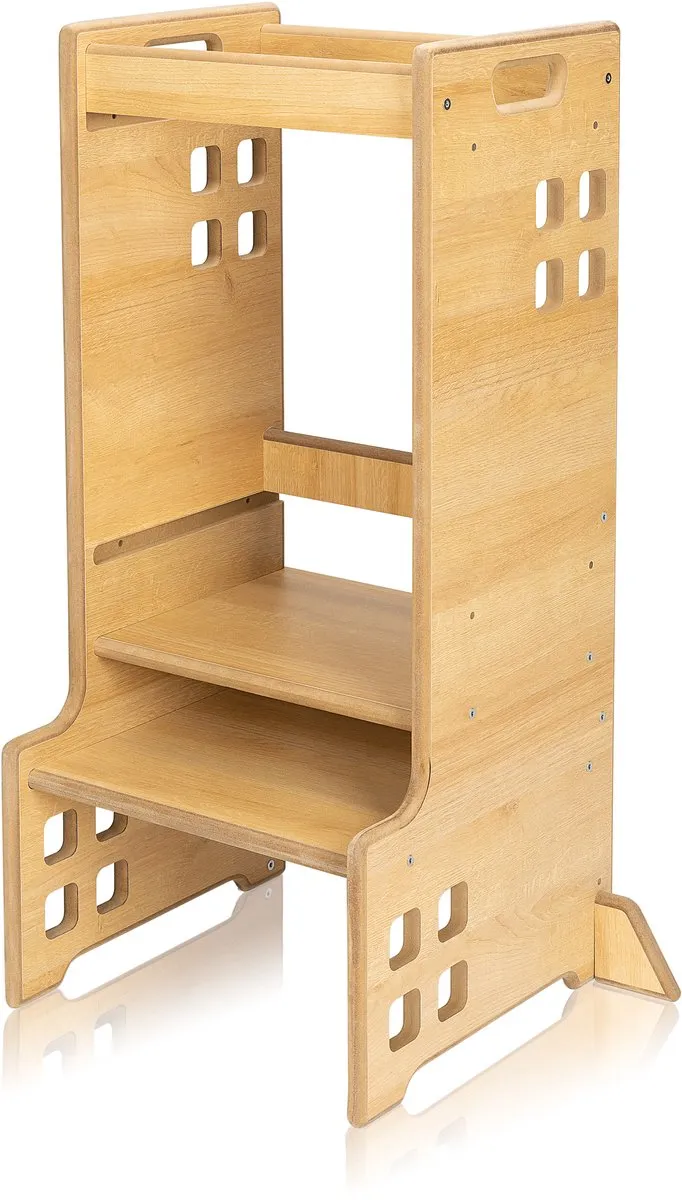 Lionelo Cass 2-in-1 Montessori Leertoren & Boekenplank - Natuurlijk