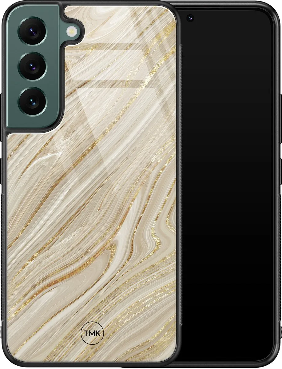 Casevibes Samsung Galaxy S22 Hoesje - Goud Marmer