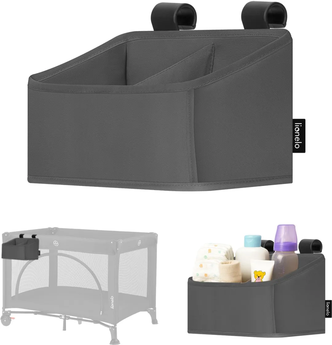 Lionelo Sidepocket Small Bedside Wiegorganizer 26x12x15cm - Grijs