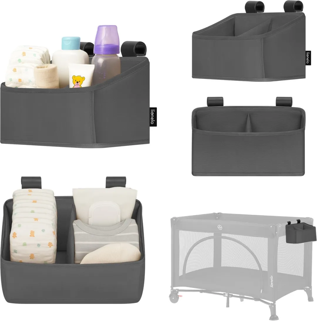 Lionelo Sidepocket Small Bedside Wiegorganizer 26x12x15cm - Grijs