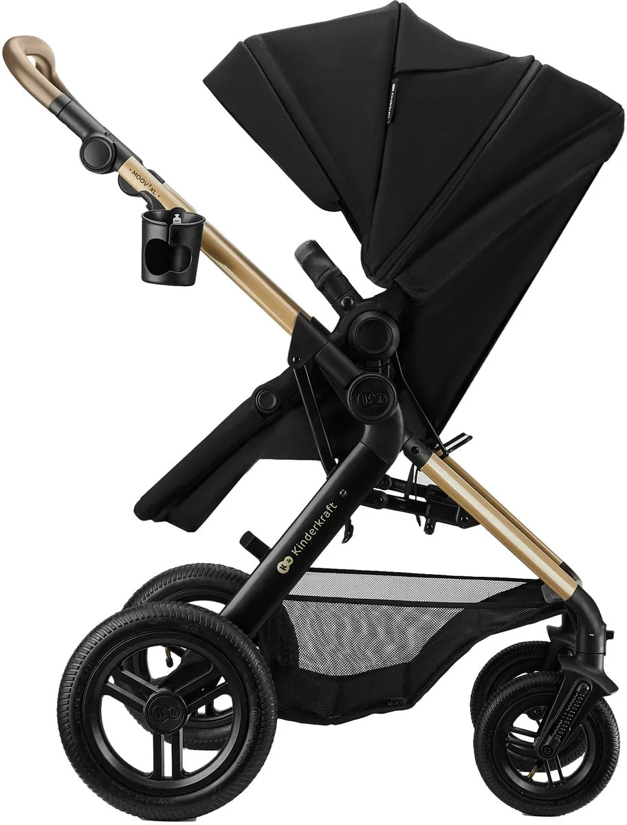 KinderKraft MOOV 2 XL AIR 3-in-1 Kinderwagen - MINK PRO i-Size Autostoel - Zwart