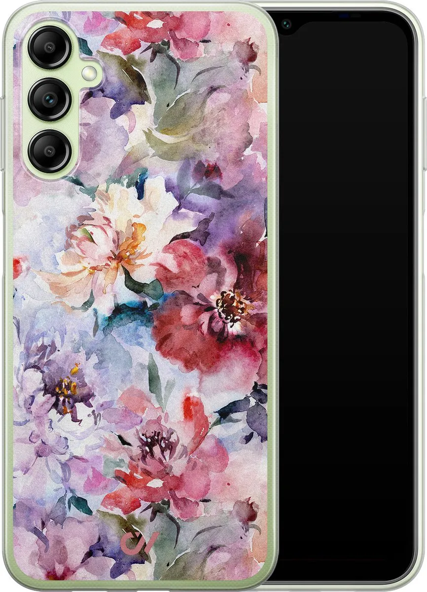 Casevibes Samsung Galaxy A14 5G Hoesje - Roze Bloemen Acryl