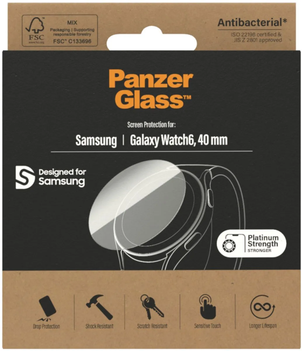 PanzerGlass Screenprotector Samsung Galaxy Watch 6 40mm - Antibacterieel - Transparant