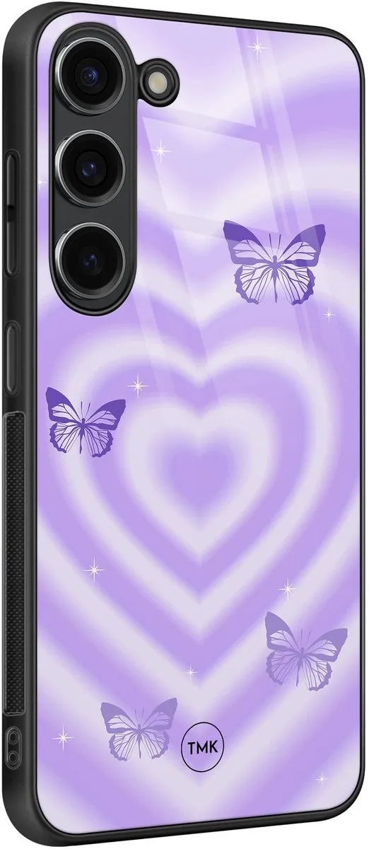 Casevibes Hoesje Samsung Galaxy S23 - Vlinders Retro Paars - TPU Glossy