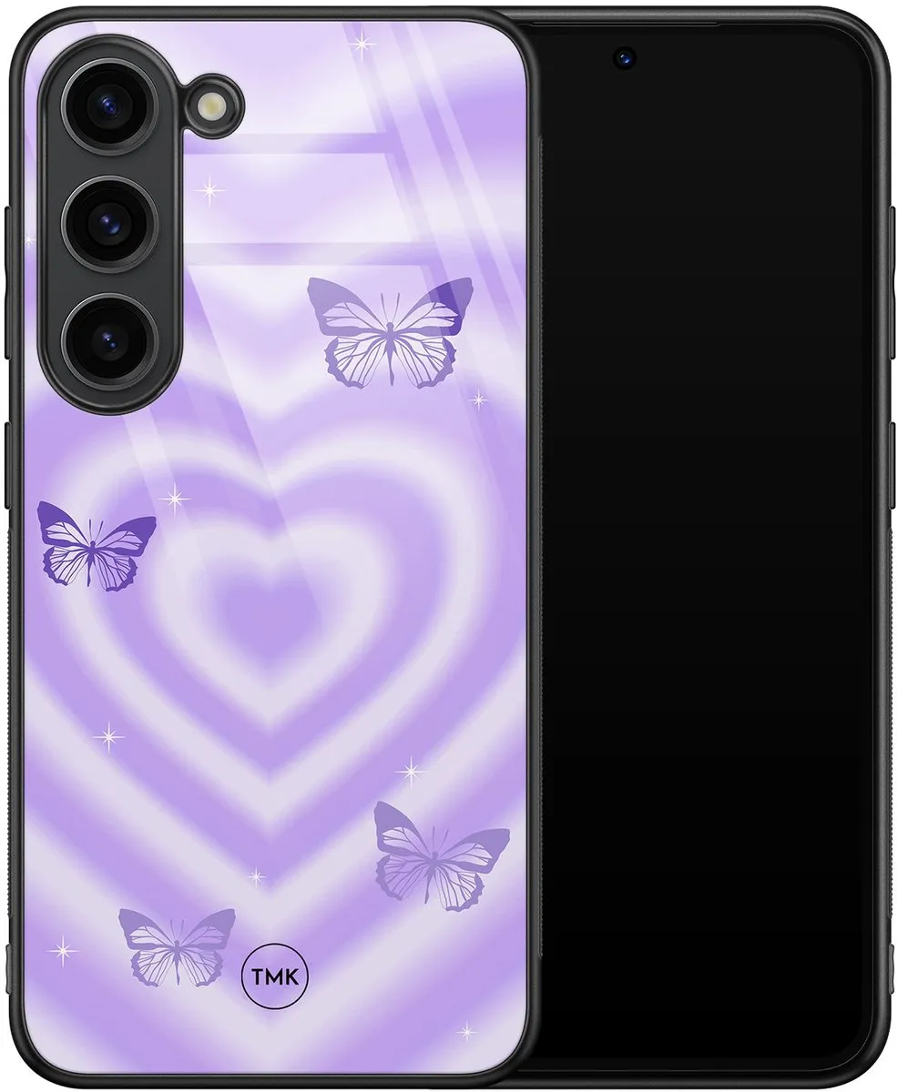 Casevibes Hoesje Samsung Galaxy S23 - Vlinders Retro Paars - TPU Glossy