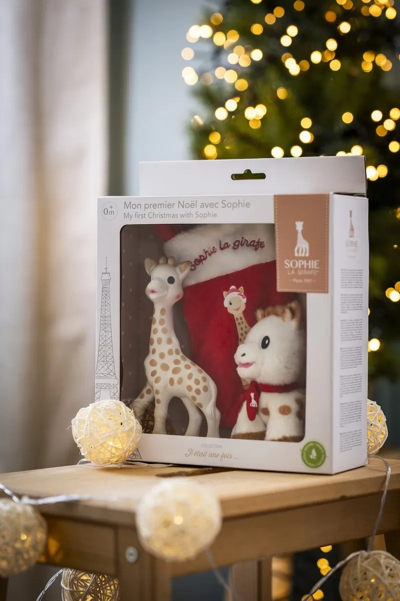 Sophie de Giraf Kerstmis Set - Rood/Beige