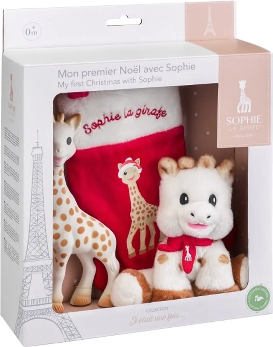 Sophie de Giraf Kerstmis Set - Rood/Beige