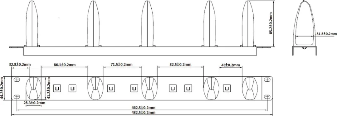 Value 19" Frontpaneel 1HE - 5 Kabelogen - Grijs - afbeelding 6 van 6