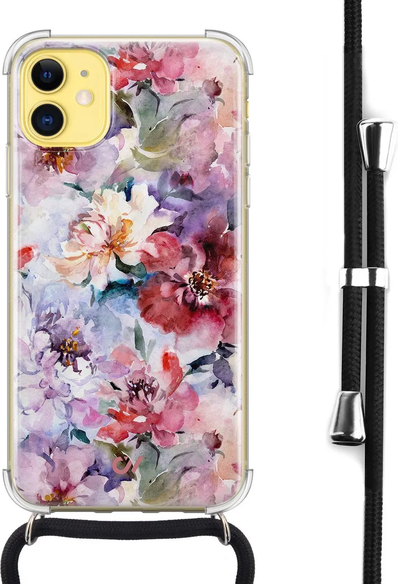 Casevibes Telefoonhoesje iPhone 11 Bloemen Acryl Roze C/11/UV/006