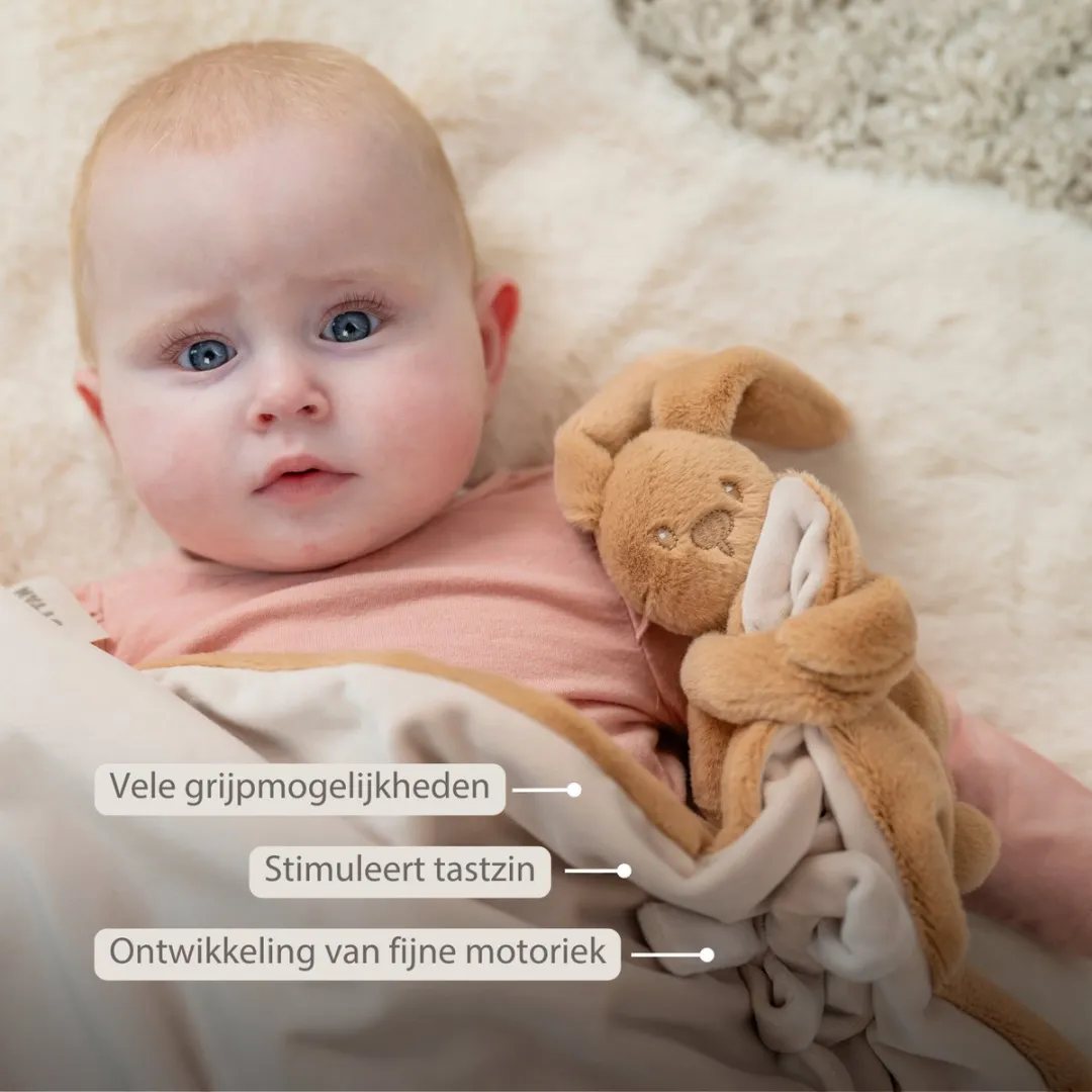 Nattou Lapidou Baby Dekentje 50x50cm - Konijn - Warm Beige