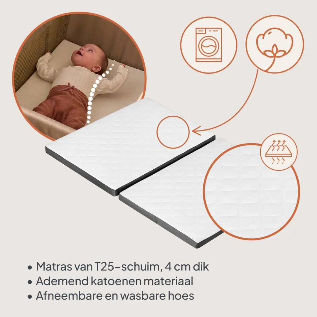 Lionelo Alice 3-in-1 Babybedje Reisbedje - Grijs