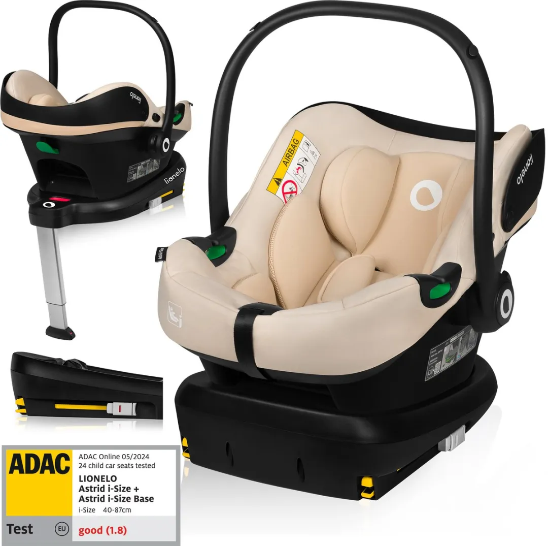 Lionelo Astrid i-Size Autostoeltje 40–87cm + ISOFIX-Basis - Beige