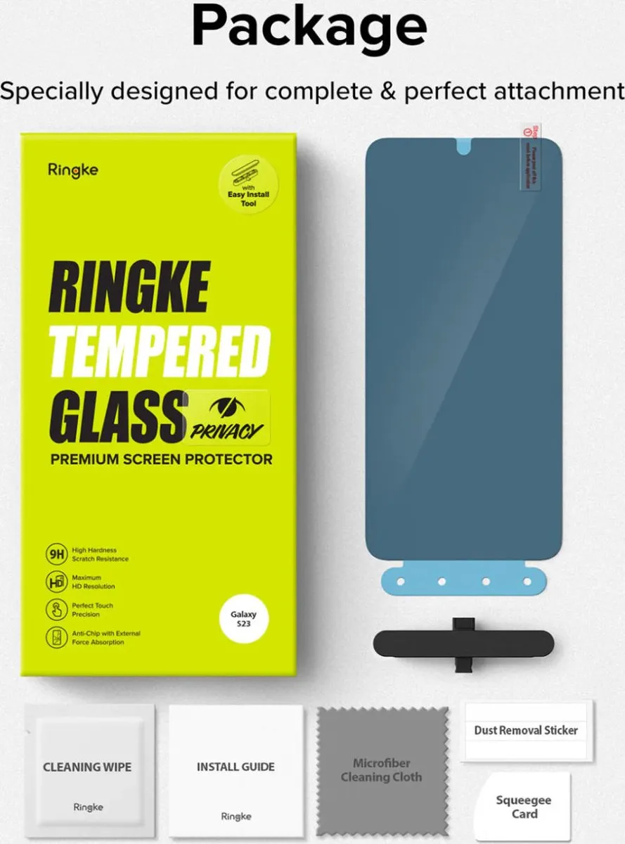 Ringke Screen Protector Samsung Galaxy S23 - 9H Tempered Glass - Inclusief Jig