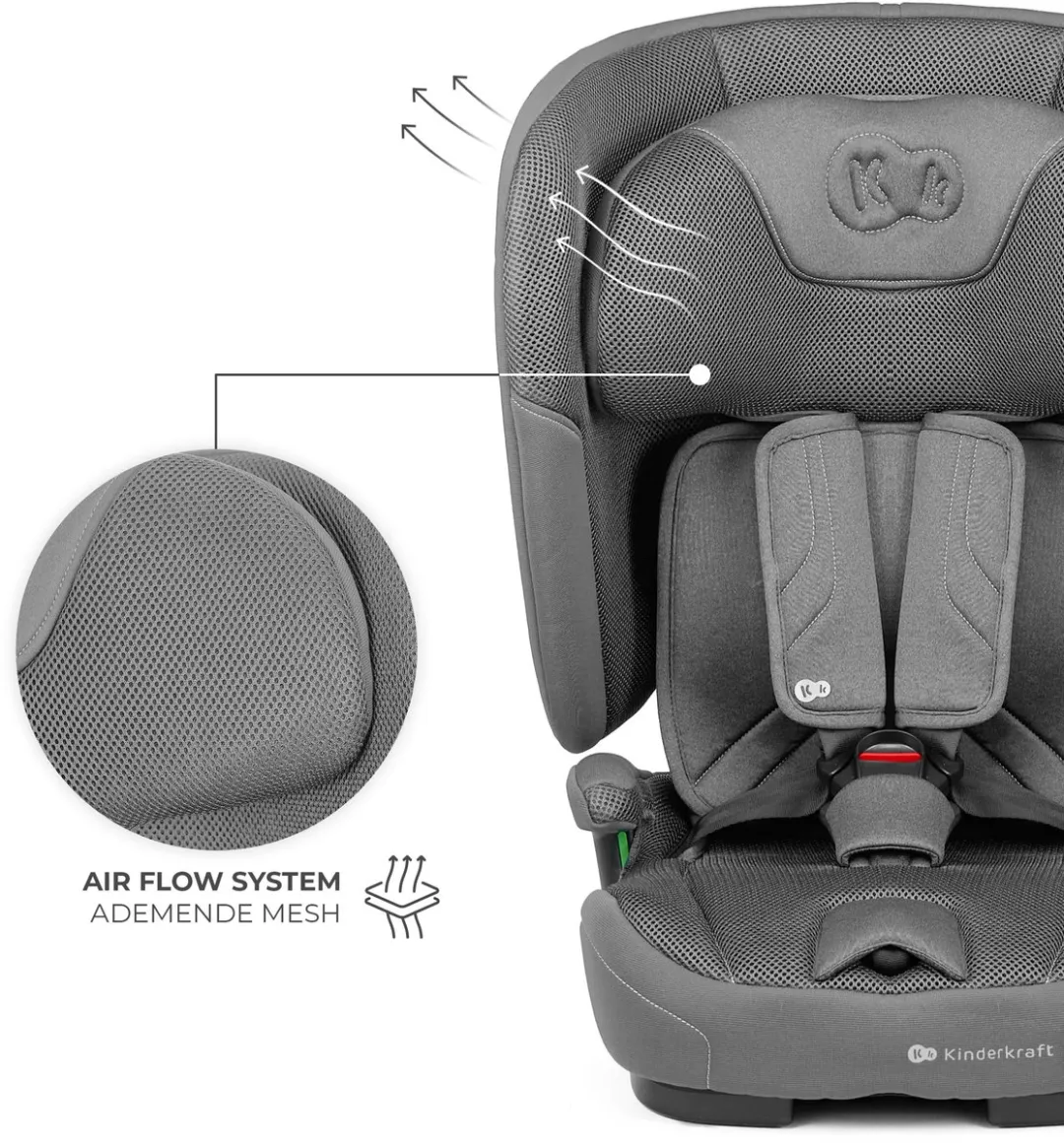 KinderKraft FIX2GO i-Size Autostoel 76-150cm - Groep 2/3 - Grijs