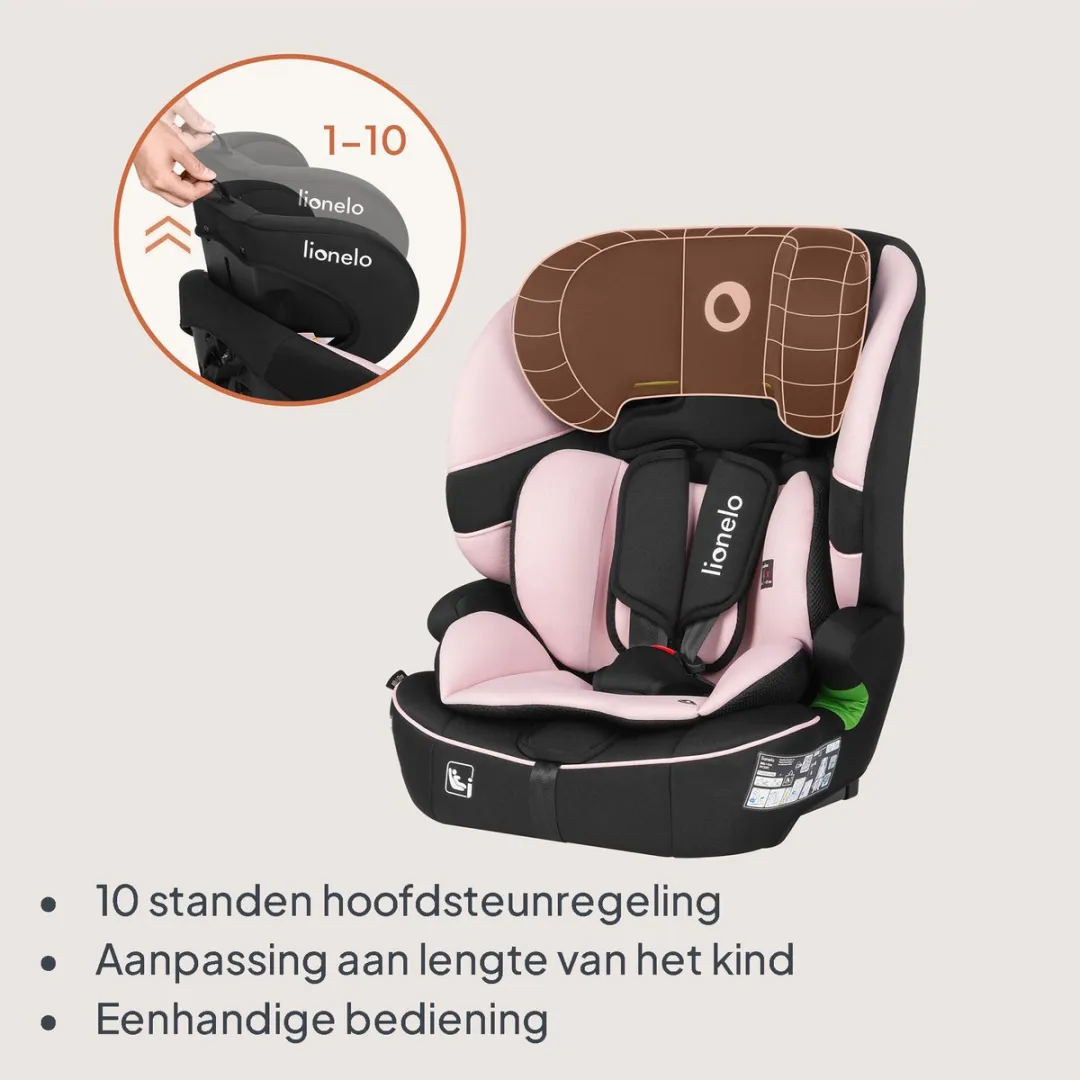 Lionelo Billy i-Size Autostoel - Roze - 1.5-12 jaar