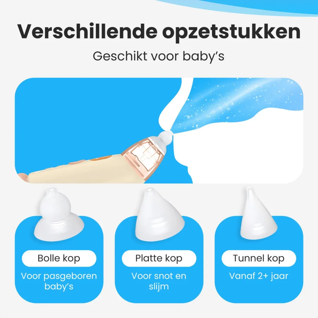 Zevio Baby Neusreiniger Elektrisch - Neuszuiger Baby - Met Licht en Muziek - Snoetenpoetser - Neuspompje - USB-C - Inclusief Opbergetui - Bruin