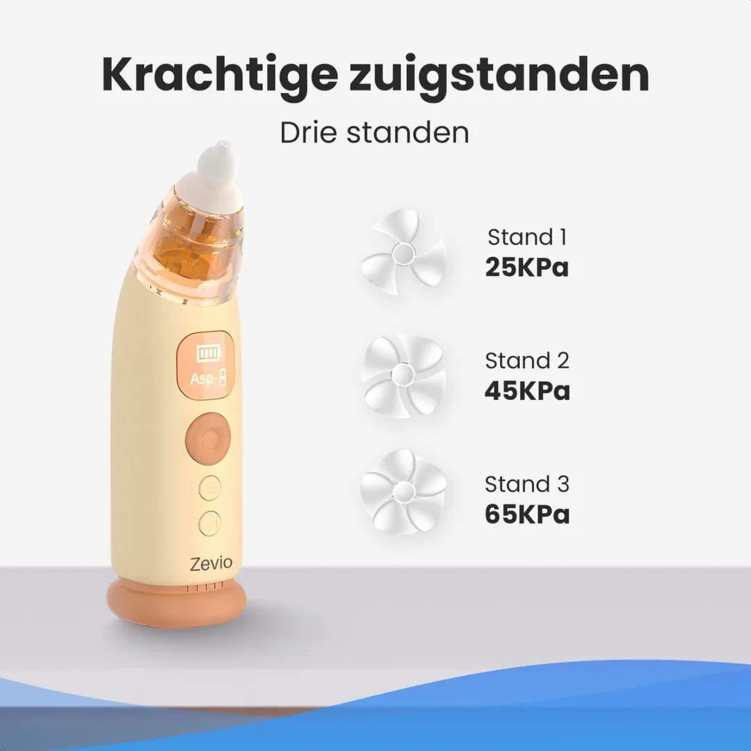 Zevio Baby Neusreiniger Elektrisch - Neuszuiger Baby - Met Licht en Muziek - Snoetenpoetser - Neuspompje - USB-C - Inclusief Opbergetui - Bruin