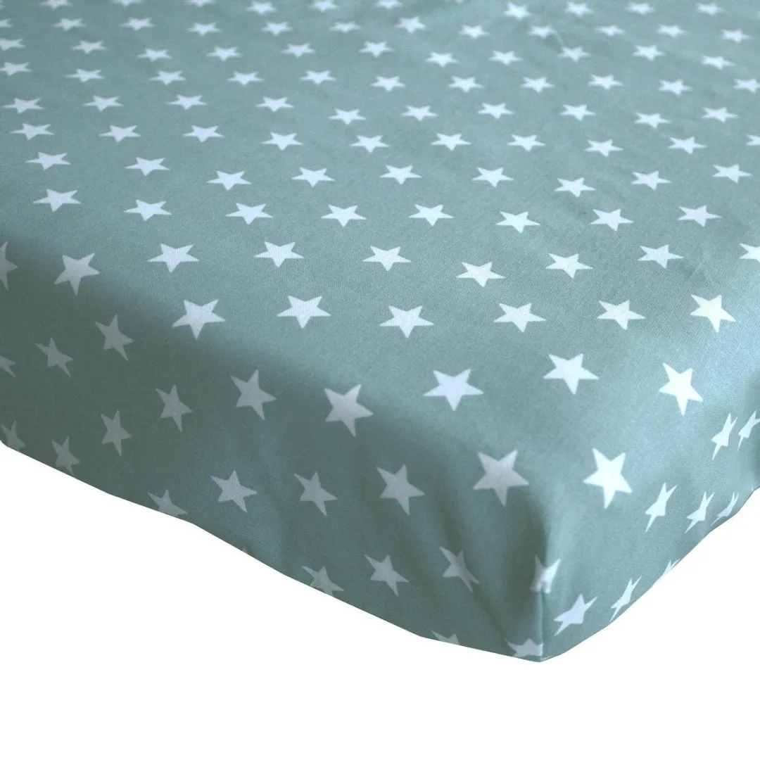 BINK Bedding Hoeslaken Stars Olijf 40x80cm