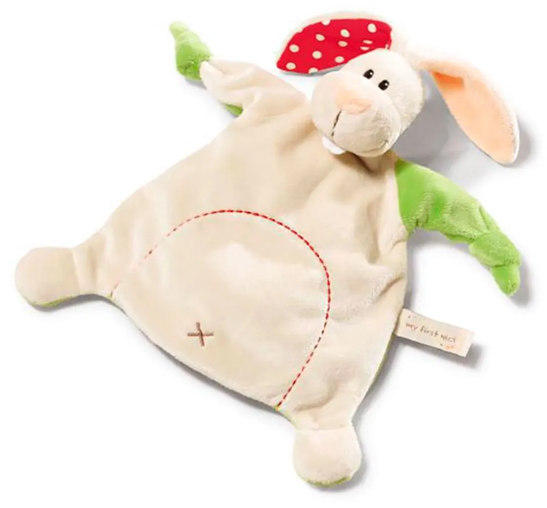 Nici Knuffeldoekje Rabbit 25 X 25 Cm Pluche Wit/groen