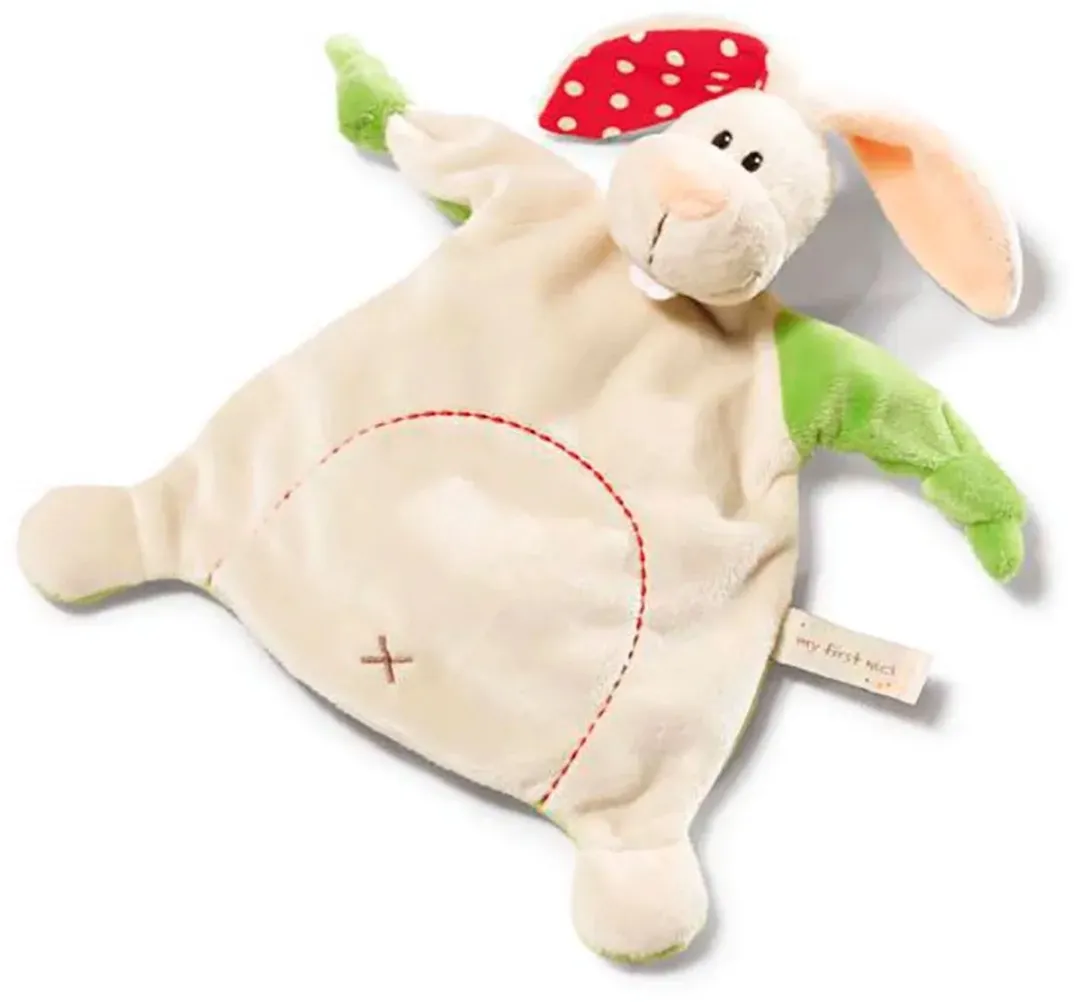 Nici Knuffeldoekje Rabbit 25 X 25 Cm Pluche Wit/groen
