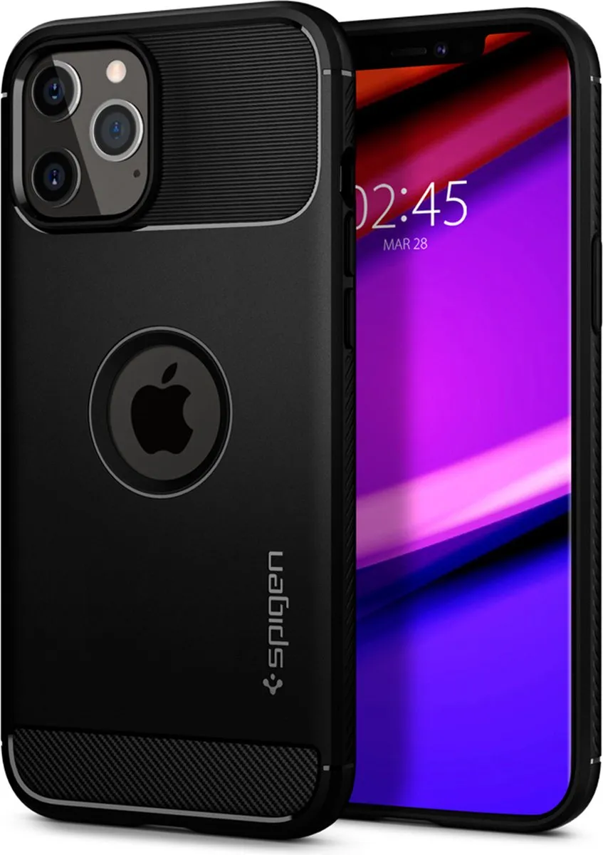Spigen Rugged Armor TPU Hoesje iPhone 12 Pro - zwart
