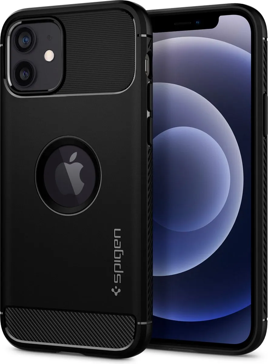 Spigen Rugged Armor TPU Hoesje iPhone 12 Pro - zwart