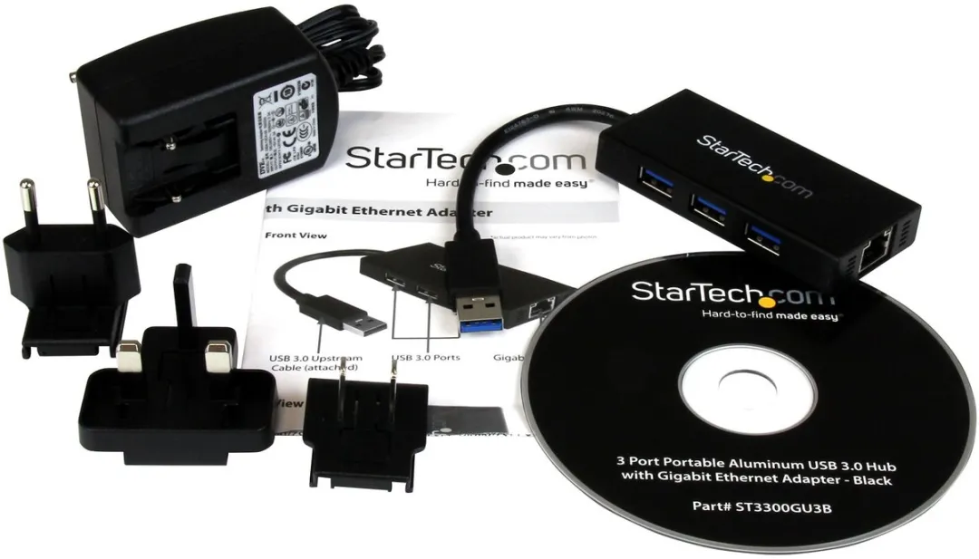 Startech ST3300GU3B USB 3.0 Hub 3-poorts - Gigabit Ethernet - Zwart